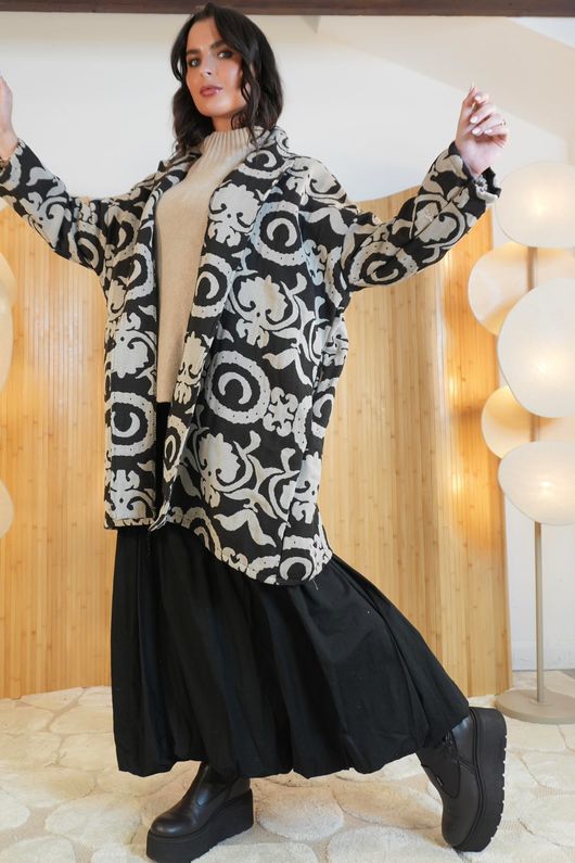 Micah Jacquard Coat Chocolate